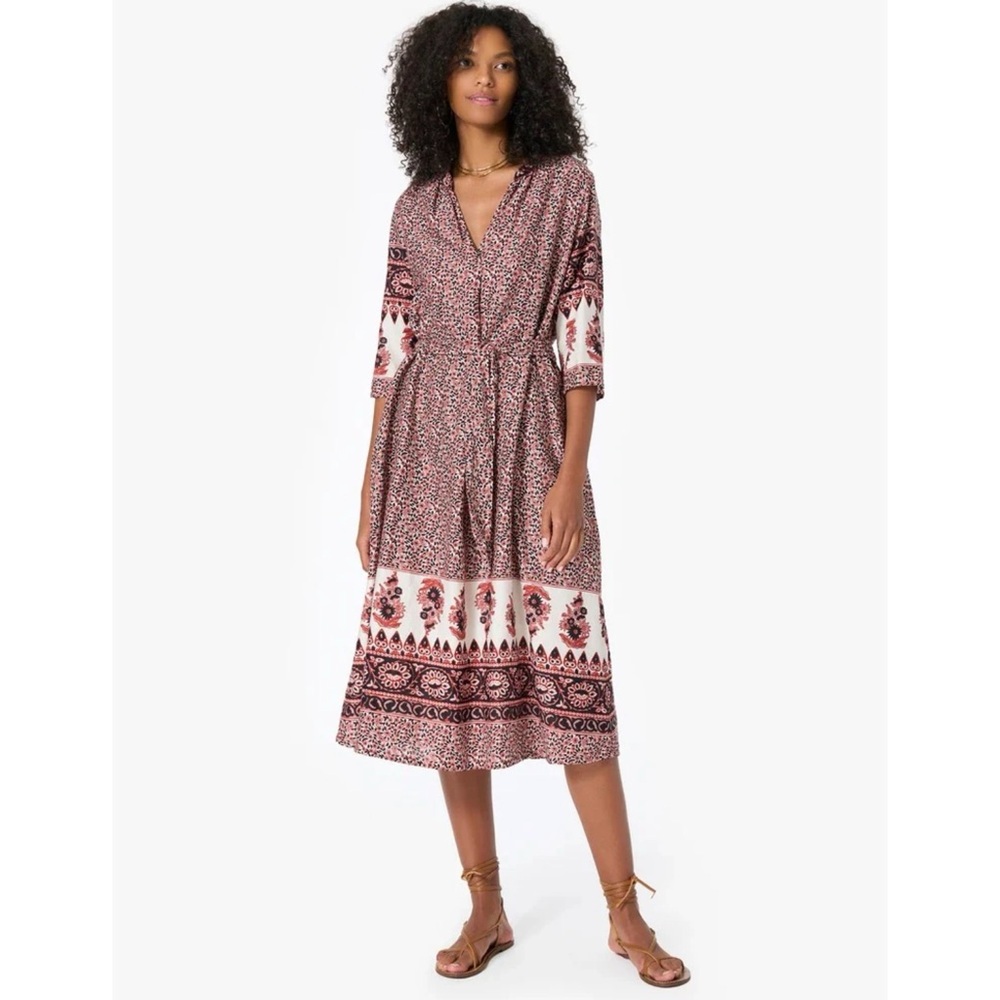 Xirena Joni Midi Summer Dress in Henna Scorpio Print Cotton Silk Blend